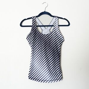 Nike Black and White Stripe Swim Tankini